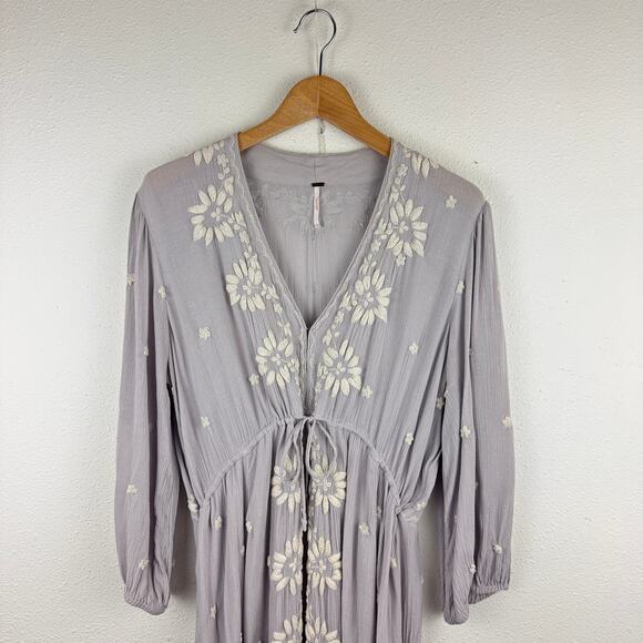 Free People Embroidered Fable Maxi Dress in Pale Lavender - Picture 2 of 7